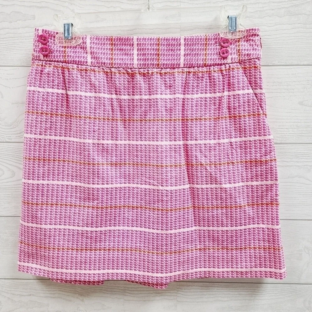 Vineyard Vines Womens Pink Whale‎ Print Mini Skirt Size 4 Preppy Cotton Blend